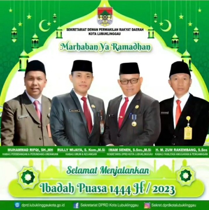 Sekretariat DPRD Kota Lubuklinggau Mengucapkan Selamat Menunaikan Ibadah Puasa Ramadhan 1444 H