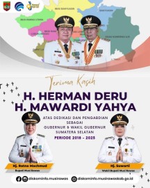 Bupati Musi Rawas Ucapkan Terima Kasih kepada H. Herman Deru & H. Mawardi Yahya atas Dedikasi dan Pengabdian sebagai Gubernur dan Wakil Gubernur Sumatera Selatan Periode 2018-2023