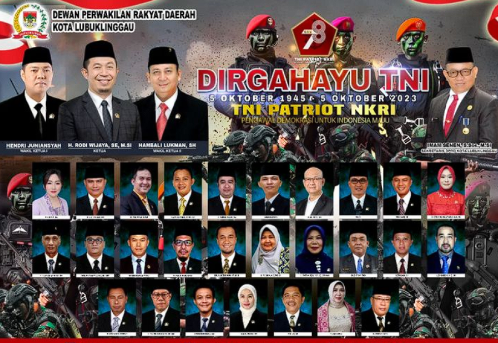 Peringatan HUT ke-77 TNI, DPRD Kota Lubuklinggau Ucapkan Dirgahayu Sang Patriot NKRI